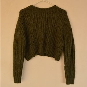 Cropped green sweater